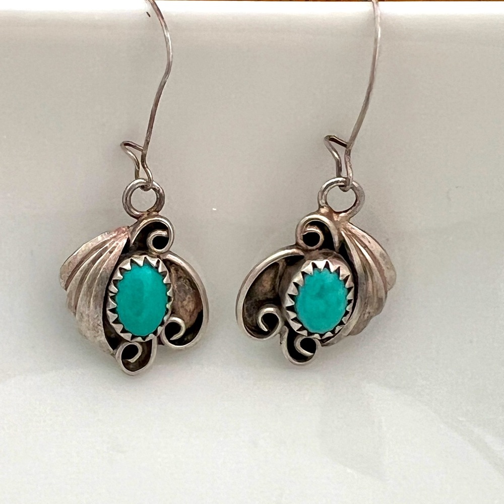 Vintage Silver and Turquoise Dangle Earrings